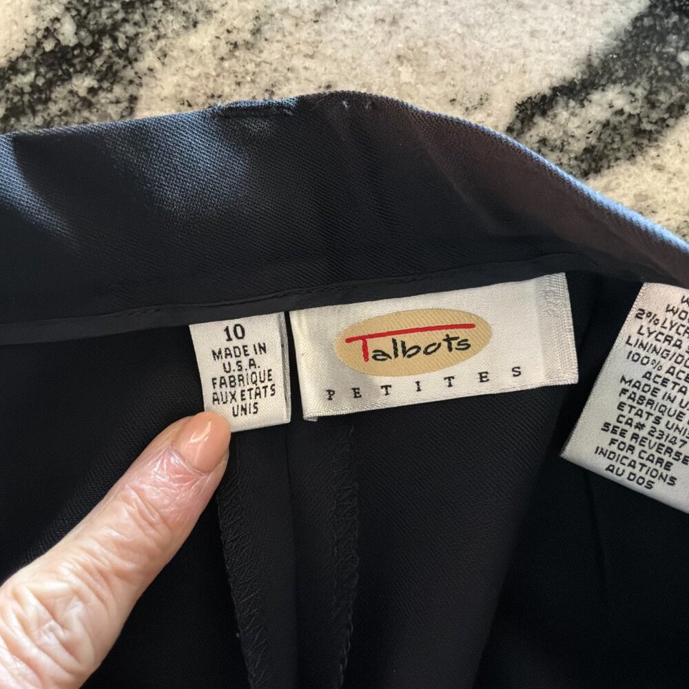 Talbots women's wool pleat front straight leg black dress pants size 10 Petite - Picture 6 of 8